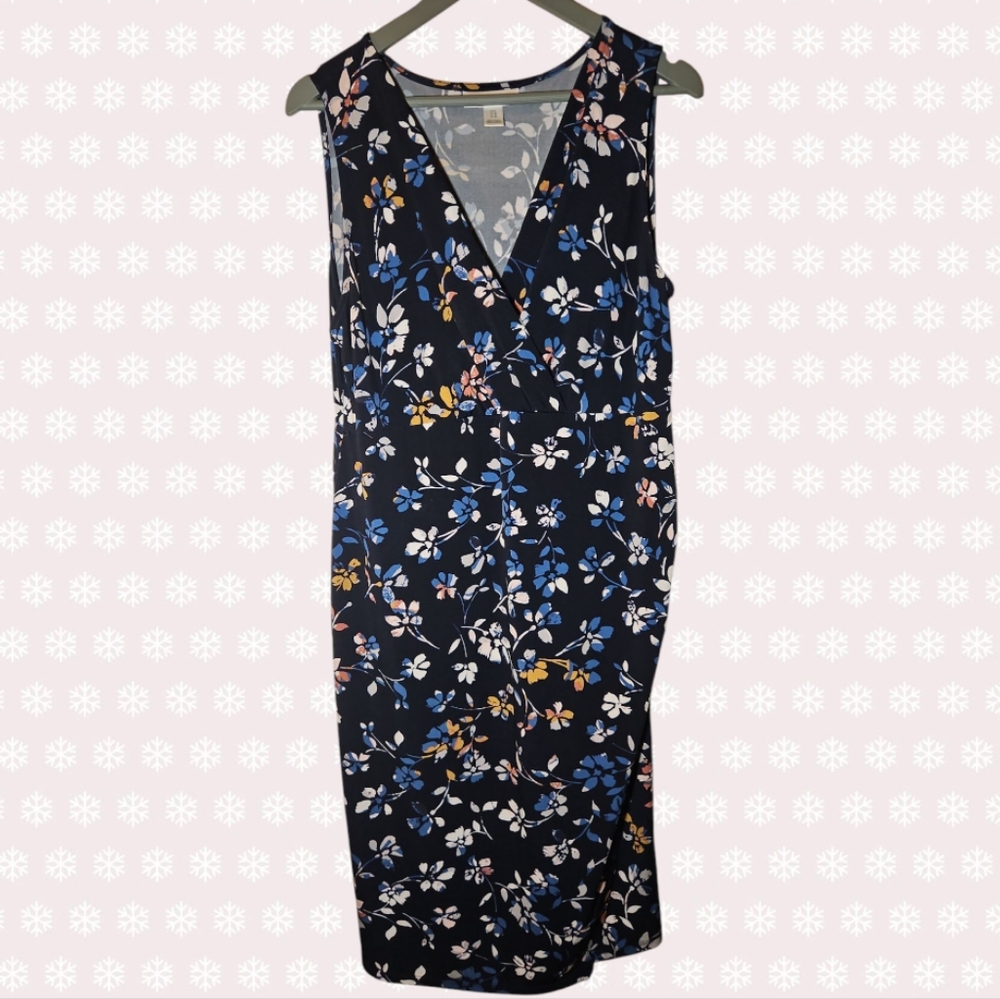 Motherhood Maternity Floral Sleeveless Dress - Black and Blue